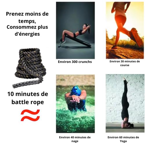 Corde De Combat Acetopway – 38 Mm, 9 M / 12 M / 15 M, Polyester Résistant – CrossFit Et Musculation