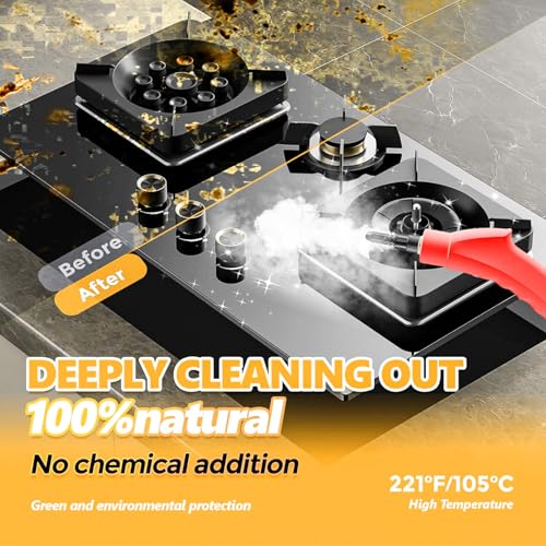 Handheld Steam Cleaner, 1000ml Water Tank, 15S Heat-up Time, Multipurpose Steamer for Home Use, Pressurized Steamer for Cleaning Floor, Upholstery, Grout and Car Red by MOVATEK - Image 6
