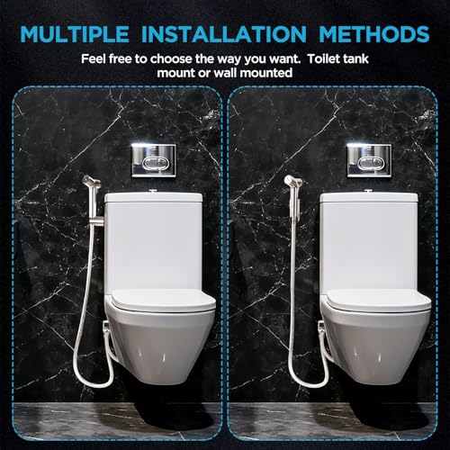 Handheld Bidet Sprayer for Toilet, Adjustable Pressure Feminine Wash - Stainless Steel Easy Install Hand Held Shattaf Spray Hose with Shut-Off Valve,Perfect as Diaper Sprayer, Postpartum Care - image 6