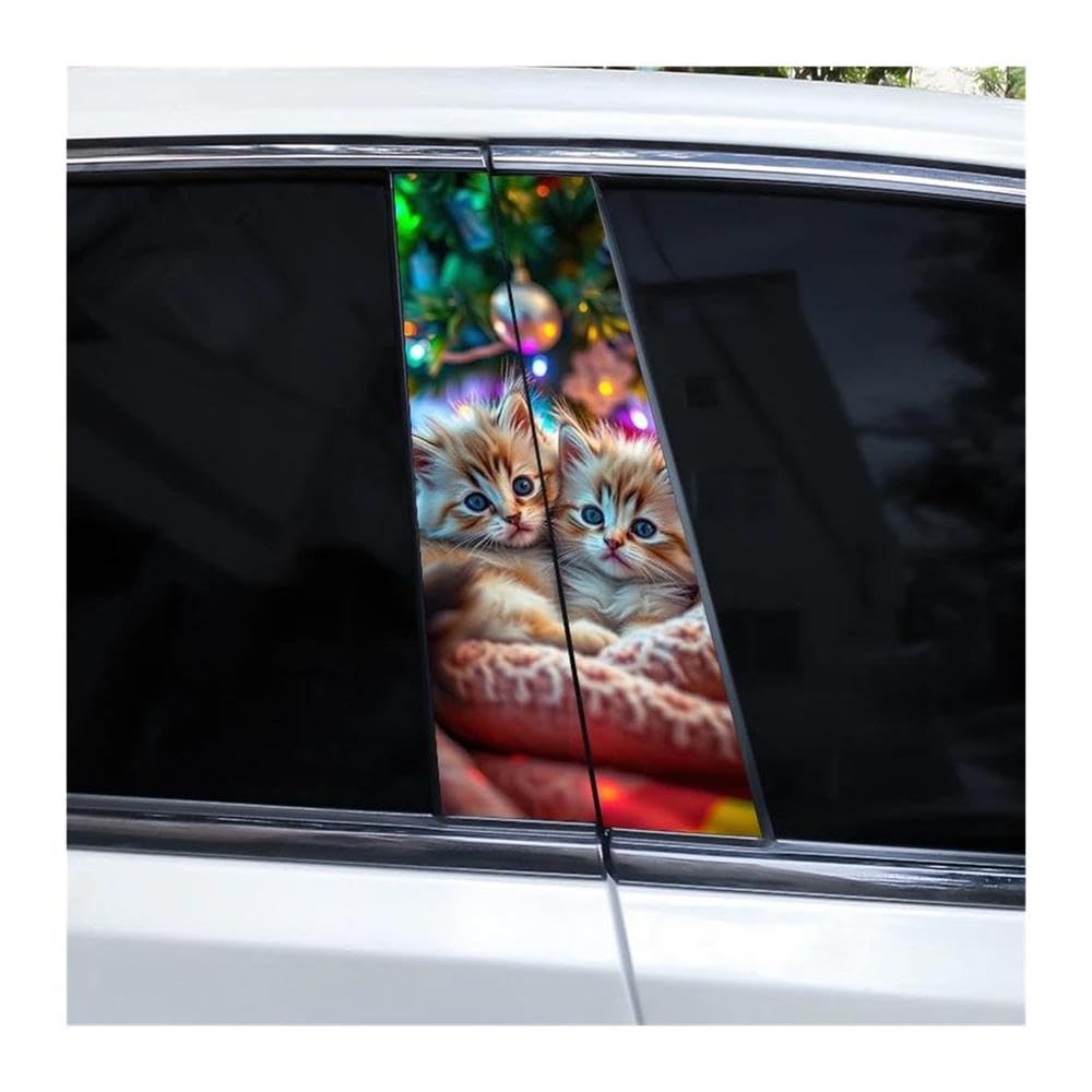 Body Parts 2pcs DIY Car Center Pillar Decals Cat Funny Car Styling Vinyl Stickers(M)