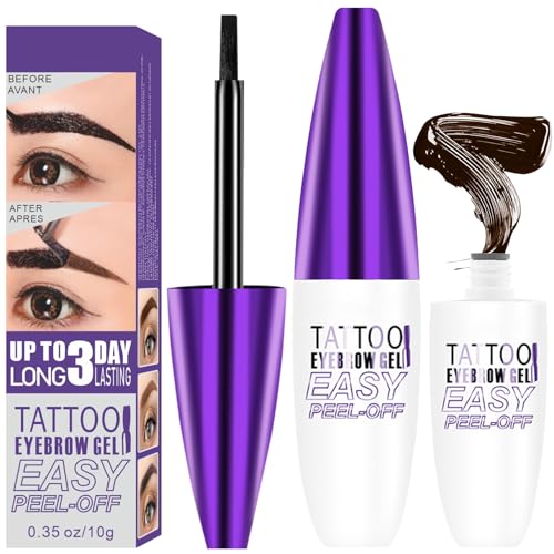 Gel tintado para cejas, Peel Off Tattoo EyebrowGel, Gel de tinte de cejas impermeable, Ge-l de tintura para Brow Semi-permanente, larga duración y antitransferencia que dura 3 días (#2)