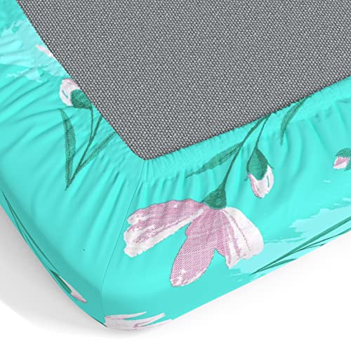 Image of Dreamscape 100% Cotton Queen Fitted Bedsheet with 2 Pillow Covers - (Size 60 x 78 inches, 140 TC, Colour - Sea Green)