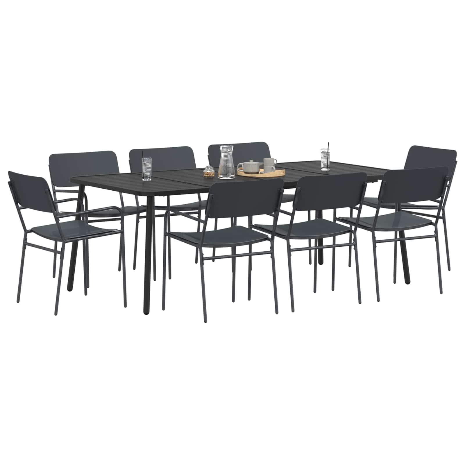 Conjunto de Comedor 9 uds. Antracita Acero,104.8kg-3422858