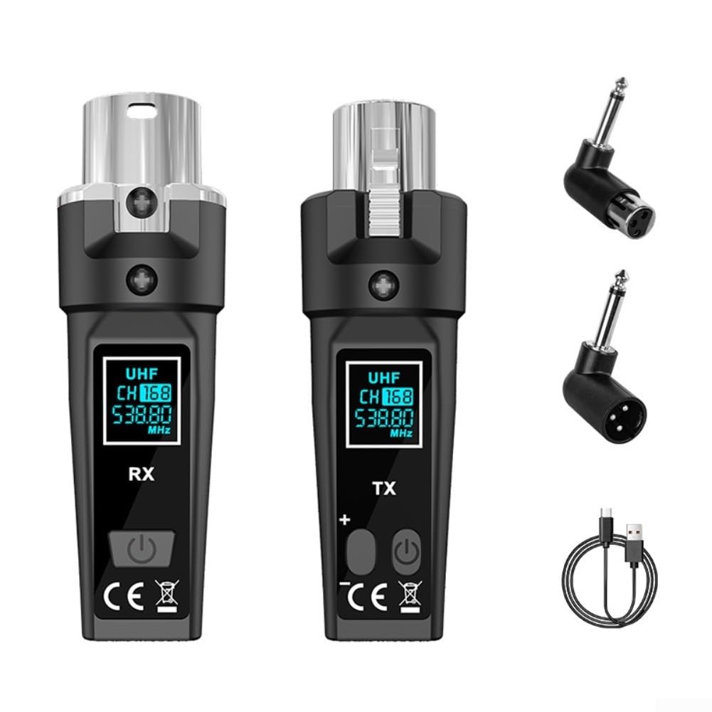 Sistema de micrófono transmisor y receptor XLR, sistema de micrófono inalámbrico UHF, 510-590 MHz, para live, mezclador de audio, sistema PA (uno a uno)