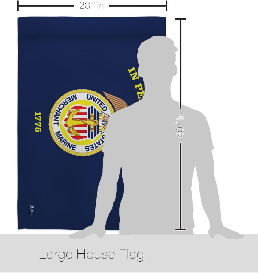 Americana Home & Garden HS140347-BO Merchant Marine Americana Military Decorative Vertical Set, House Flag 28" x 40", Thick Fabric