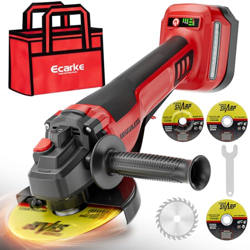 Ecarke Angle Grinder Compatible with Milwaukee 18V Battery, with Paddle Switch & Brushless Motor, 4-1/2-Inch to 5-Inch, Cordless Angle Grinder Tool for Polishing, Grinding, Cutting(Tool only)