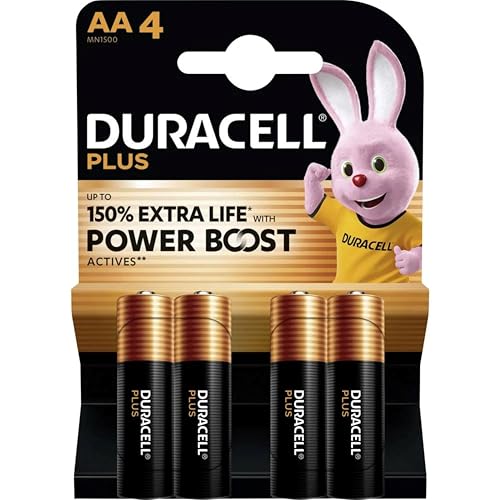 4 x Duracell AA Plus Power Boost jusqu'à 150 % de durée de vie supplémentaire (1 ampoule de 4 batteries) 4 piles stylet (LR6/MN1500)