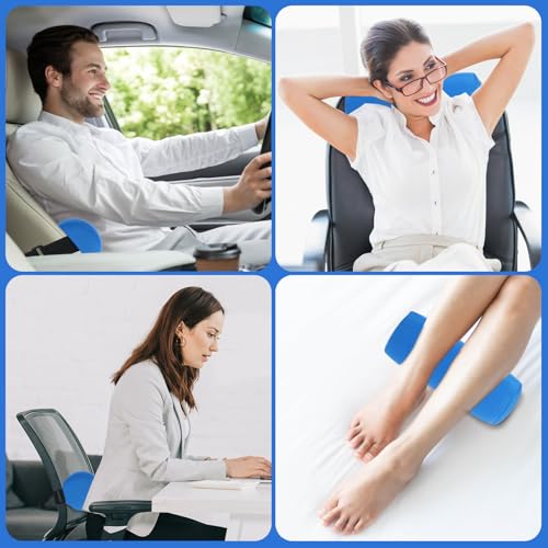 Adjustable Memory Foam Lumbar Roll Pillow with Washable Cover - Blue - Image 3