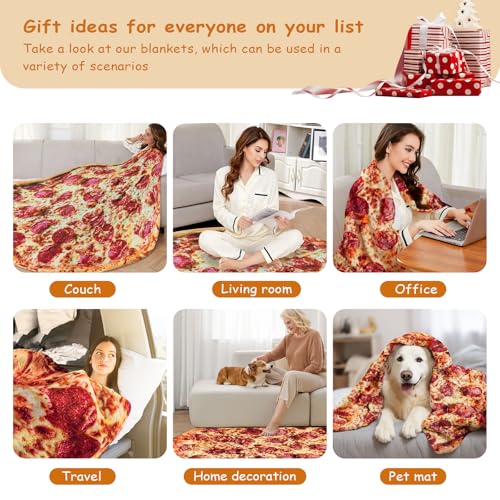Image of Pizza Blanket Adult Size 80 Inches, Birthday Gifts for Her Him, Funny Gifts for Girlfriend Boyfriend, Novelty Pepperoni Pizza Food Blanket Oversized, Flannel Throw Blanket for Adult