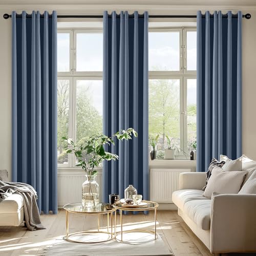 Image of MIULEE Blackout Curtains for Bedroom Living Room 2 Panels, Thermal Insulated Room Darkening Drapes Grommet Noise Reducing Light Blocking Window Treatments 72 Inches Long 34x72 Inch Stone Blue
