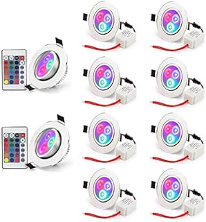 Dimmable LED Ceiling Lights Recessed Ceiling Downlights Spotlight 5W Color Changing RGB 2.4 inch with IR Remote Control [10 Pack]
