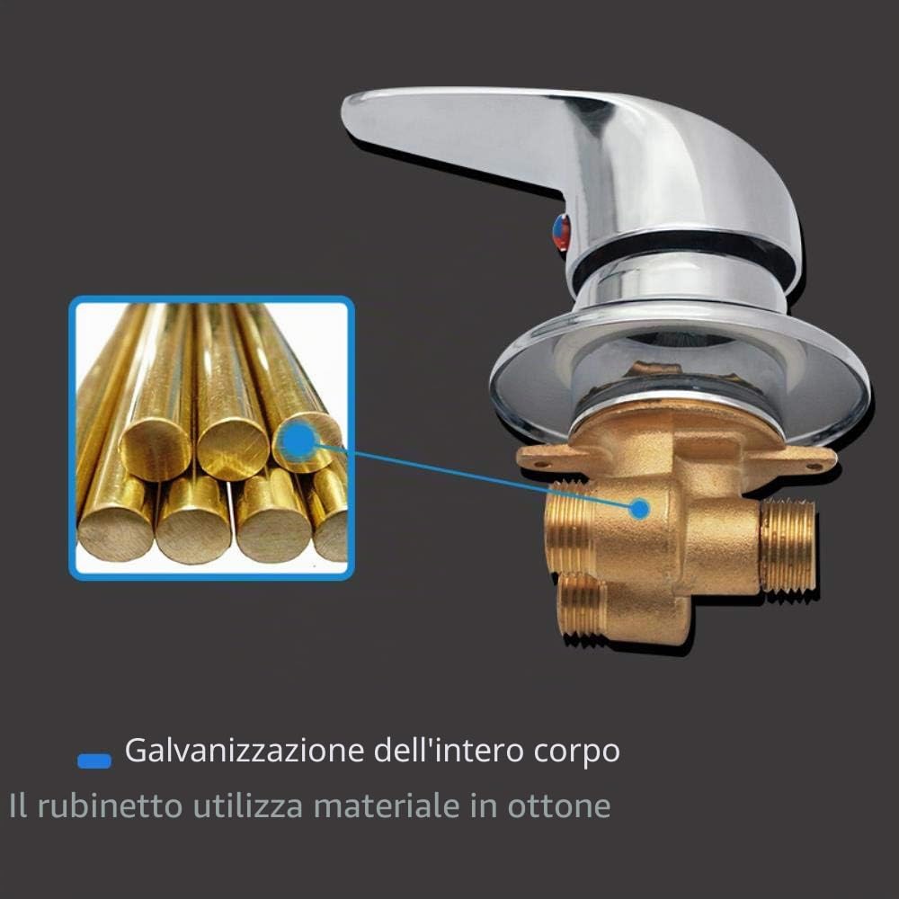 Miscelatore Cabina Doccia Valvola doccia in ottone Uscita deviatore Miscelatore doccia cromato Raccordo G1/2" Valvola miscelatrice acqua calda e fredda Rubinetto doccia per doccia