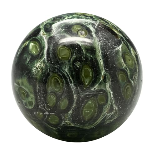 Image of Certified Kambaba Jasper Crystal Ball for Meditation - Premium Crystal Vastu Items for Home and Feng Shui Items for Good Luck - Ideal for Pooja Supplies and Spiritual Practices (1.5 inch Inch)
