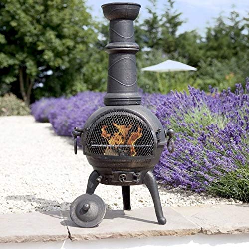 Bronze 112cm High Cast Iron Chiminea Chimenea Chimnea With Bbq Grill