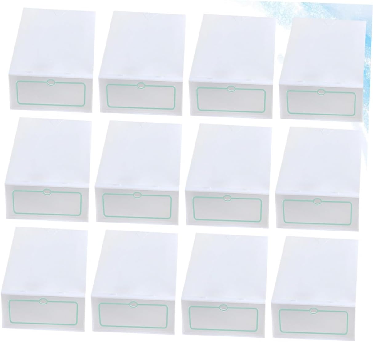 KICHOUSE 12pcs Stackable Shoe Storage Boxes Thickened Large Plastic Shoe Containers White Organizers for Closet and Home Storage