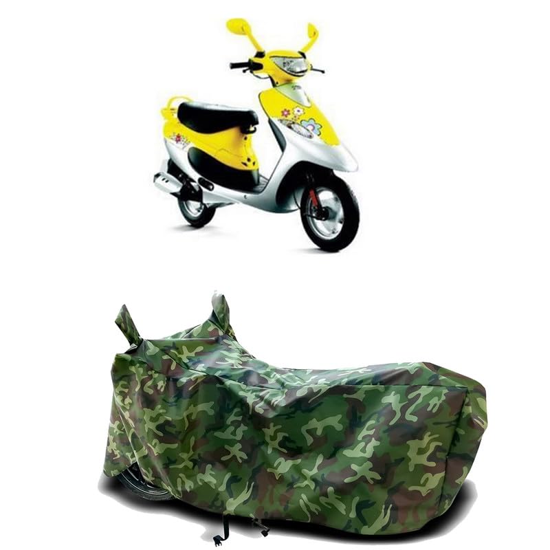 Image of DUFFEL-100% Heat Protection Two Wheeler Bike /Scooty Body Cover for TVS Scooty Pep Plus BS6 Water Resistance /UV-Rays /Birds Dropping /Scratchproof /Dust Proof /Waterproof[Green Jungle Print]