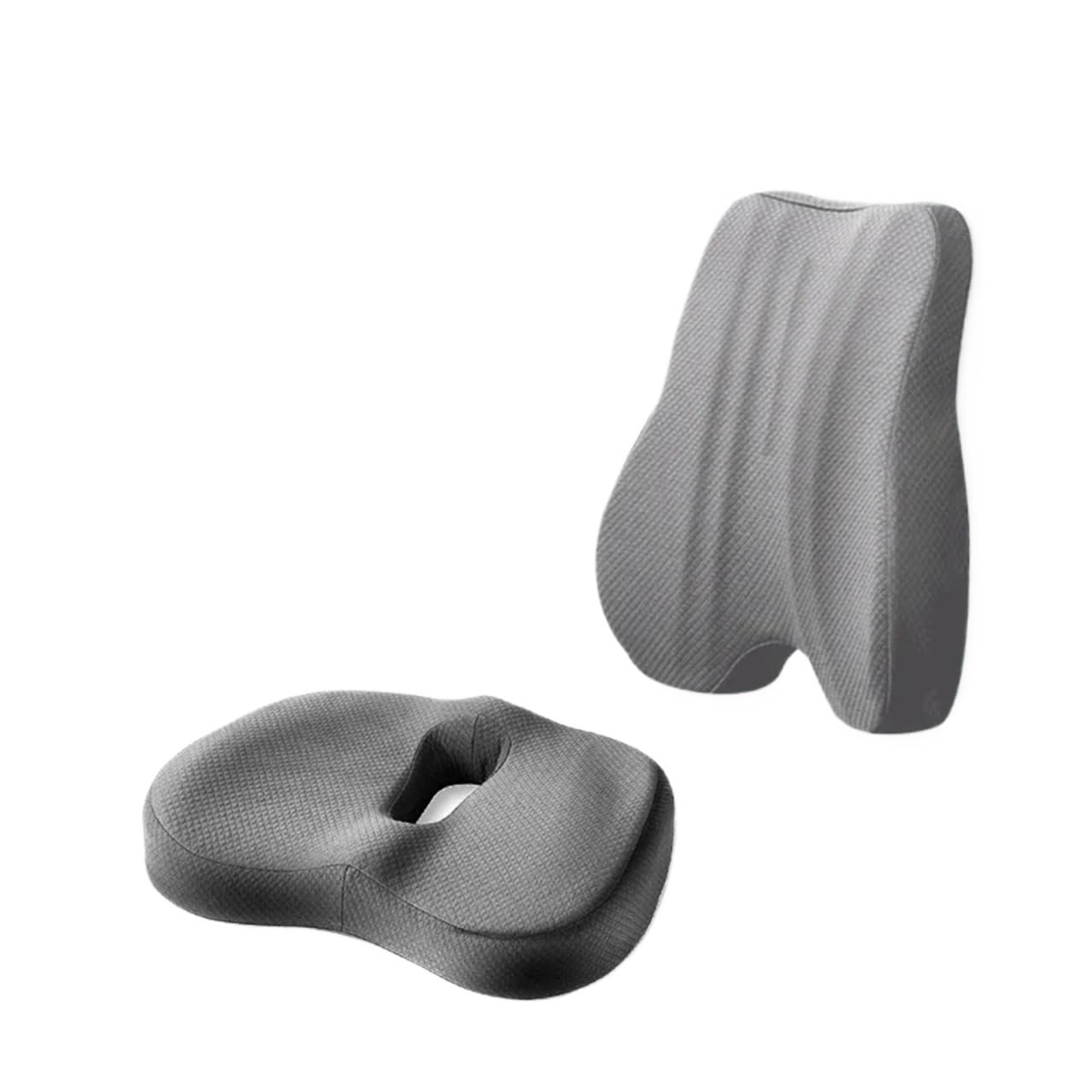 Cuscino for sedile in memory foam, supporto for la schiena, set di cuscini ortopedici ergonomici, sollievo dal coccige, cuscinetto lombare for sedia da ufficio, auto(Cushion Set Grey)