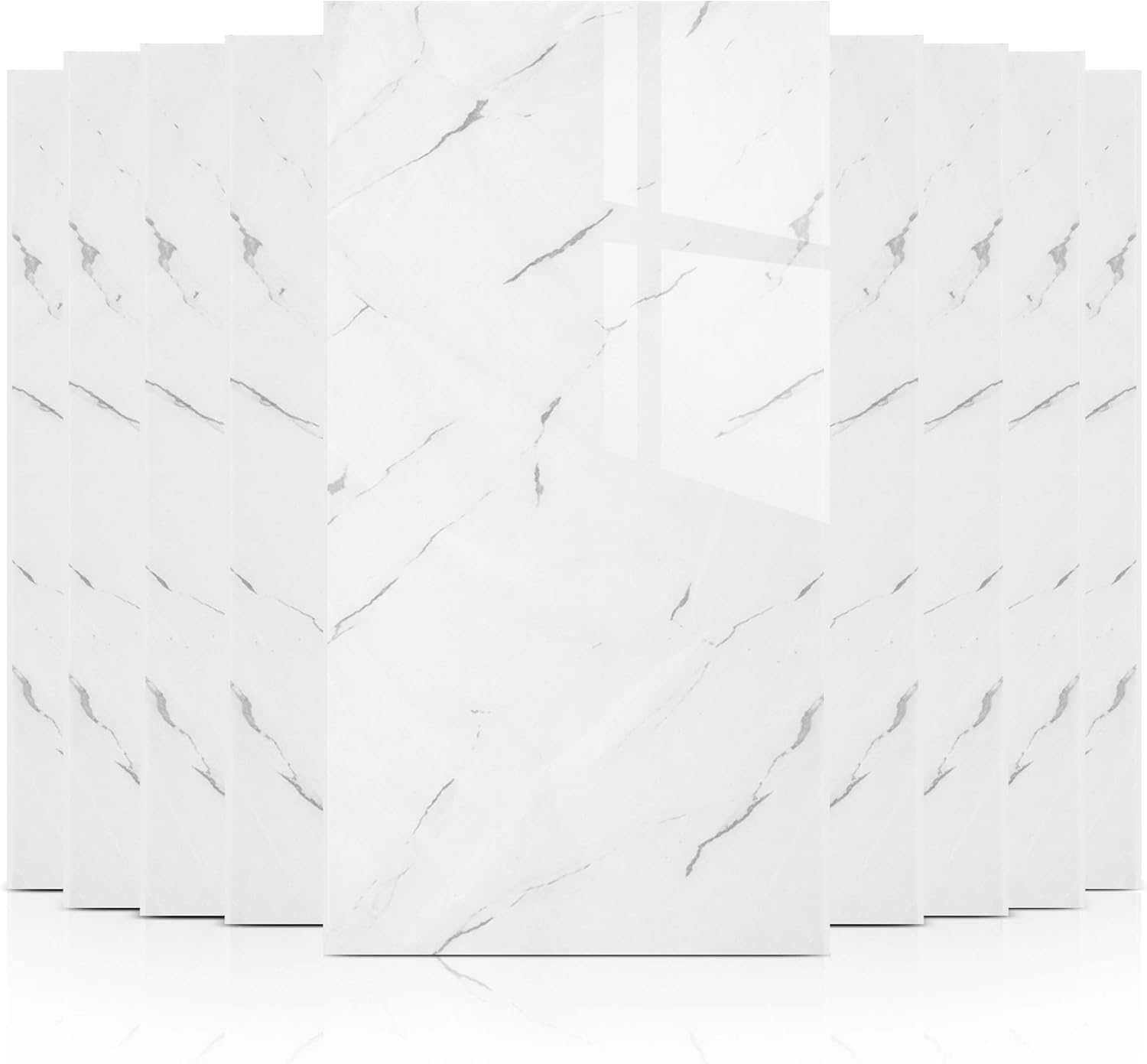 Daisy Dreams Marble White Tile Stickers 60x30cm Thicken Wall Tiles Self Adhesive,Peel and Stick Waterproof Vinyl Marble Tiles for Living Room (White Marble) (Pack of 10)