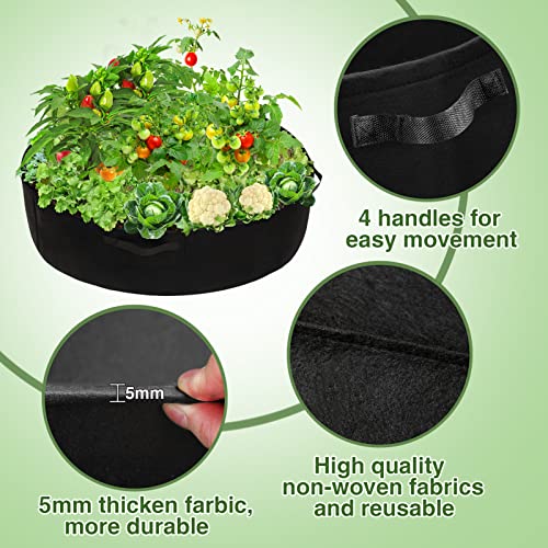 100 Gallon Large Round Grow Bag, Rusable Fabric Raised Garden Bed With 4 Handles, Thicken Breathable Non-Woven Fabric Planter Pot, Round Plant Container For Planting Vegetable Flowers Herbs (Black) #TOP4