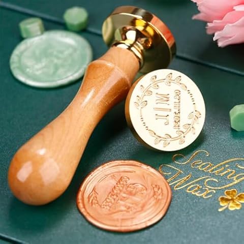 KAINSY Custom Wax Seal Stamp, Personalized Sealing Wax Stamp with Your Logo Design, Wax Stamp for Wedding Invitations Envelopes Gift Card Gift Wrap Decoration, Handcraft Lovers Gifts Cover