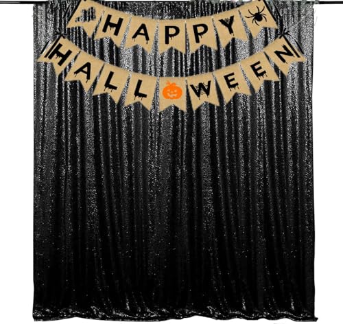JYFLZQ Black Sequin Backdrop Curtains 10ft x 10ft 1 Panel Sparkly Photography Background Drapes for Halloween Graduation Birthday Parties Wedding Stage Bridal Shower Prom