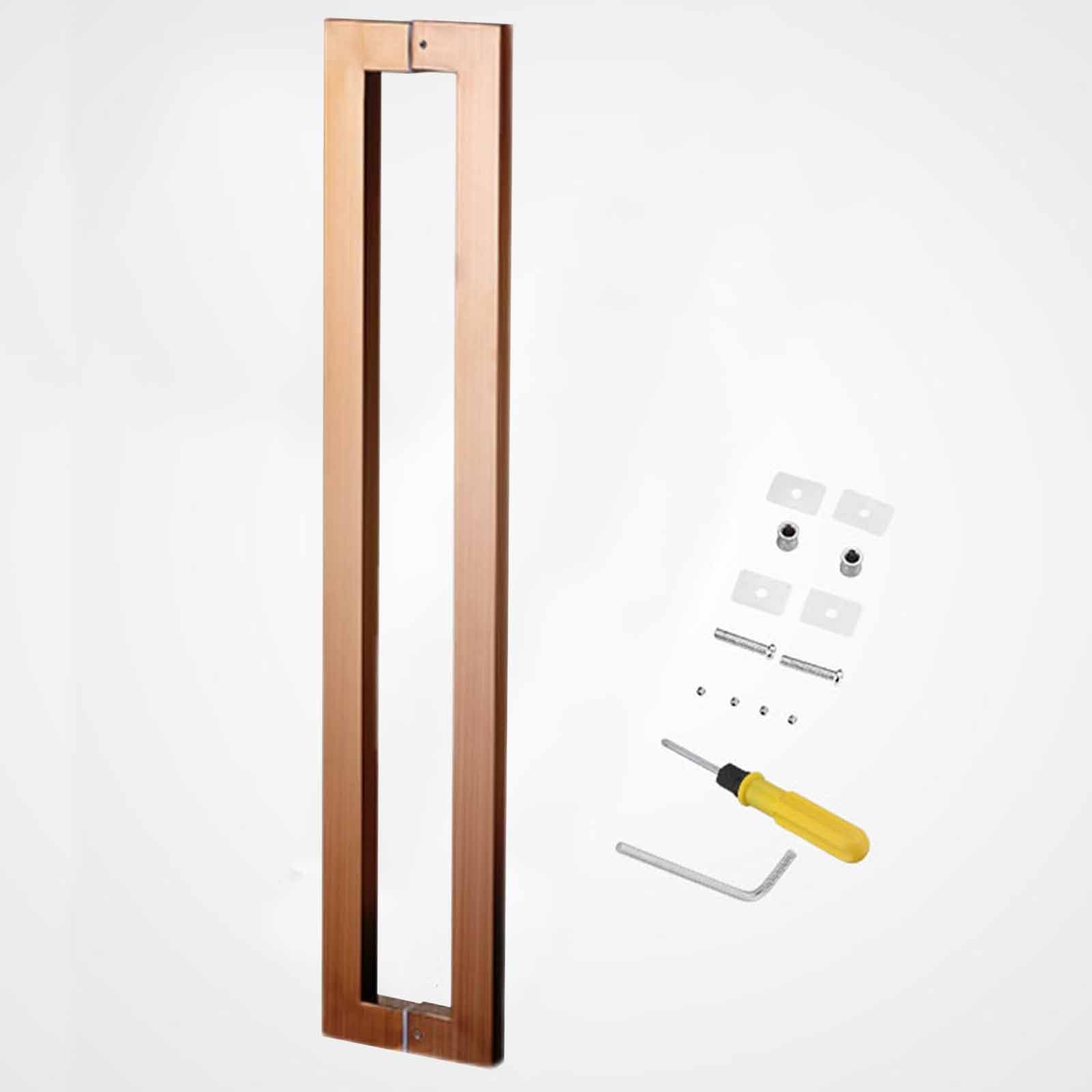 CWCQGH Barn Door Sliding Door Handle Double Sided Push Pull Door Handle, Bar Pull for Shower Sliding Barn Glass/Wooden Door, Modern Rectangle Stainless Entry Doors Handles,Pink-100cm/39.4in - 96cm