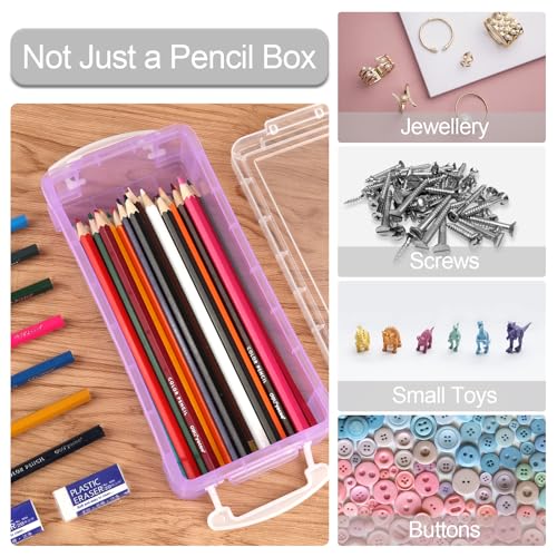 6 Pcs Stifte Box, Stapelbare Durchsichtige Stift Aufbewahrung, 22x10x4cm 6 Farben Stifte Organizer Schreibtisch Pencil Box für Schreibwaren Aquarellstifte Pinselmalstifte Zeichnungs Werkzeuge
