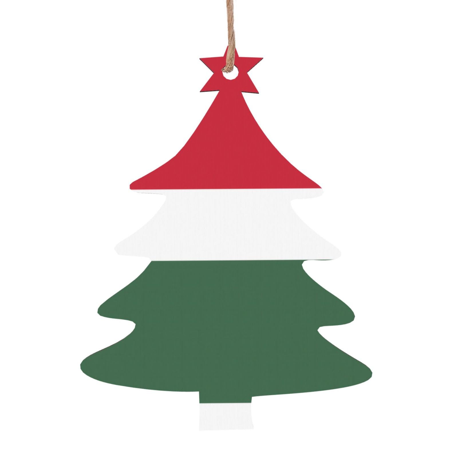 Flag of Hungary Printed Christmas Wooden Pendants, Simple and Environmentally Friendly, Holiday decorationsã€‚