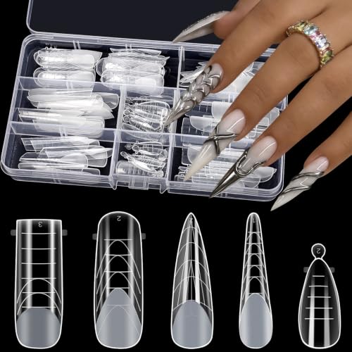 MELLIEX 120 Piezas Moldes Uñas Kit, 5 Estilos Extensión de Dual Tips Uñas Polygel