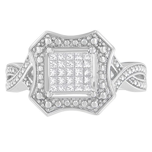 Original Classics .925 Sterling Silver Princess Cut Diamond Ring (0.23 Cttw, H-I Color, SI1-SI2 Clarity) - Size 8