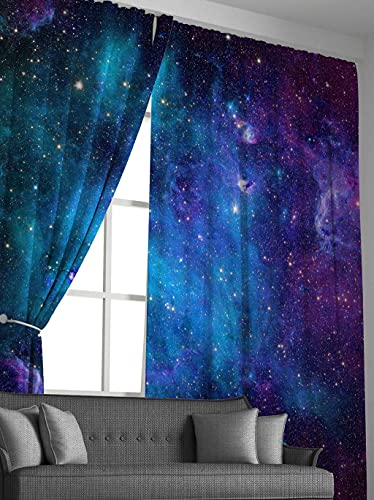 Tbrand Galaxy Curtains Universe Curtains for Bedroom Living Room Outdoor Space Starry Sky Nebula Astrology Curtains for Kids Adults,W46*L54 - Image 4