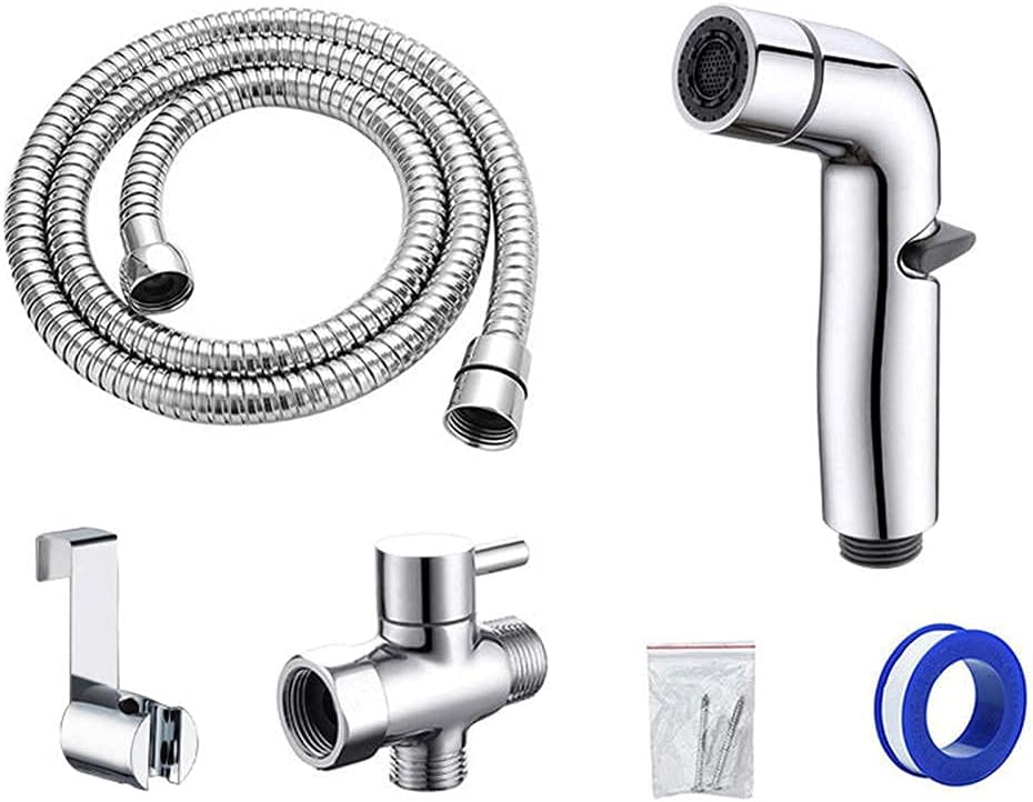 Bidet Spray Set Handheld Sprayer, Multi-Function 304 Stainless Steel 2 Patterns Handle Toilet Sprayer Bathroom Toilet Cleaning Shower Kit, 1/2 Connection