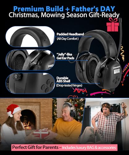 Image of PROHEAR 033 AM FM Bluetooth Radio Headphones with Gel Ear Pads - More Soft Comfort - USB C Rechargeable 1500mAh Battery - 31dB SNR 58Hrs Playtime - Hearing Protection for Mowing Lawn, Gifts for Father