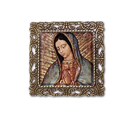 Vintage Art Our Lady of Guadalupe Religious Design Handmade Square