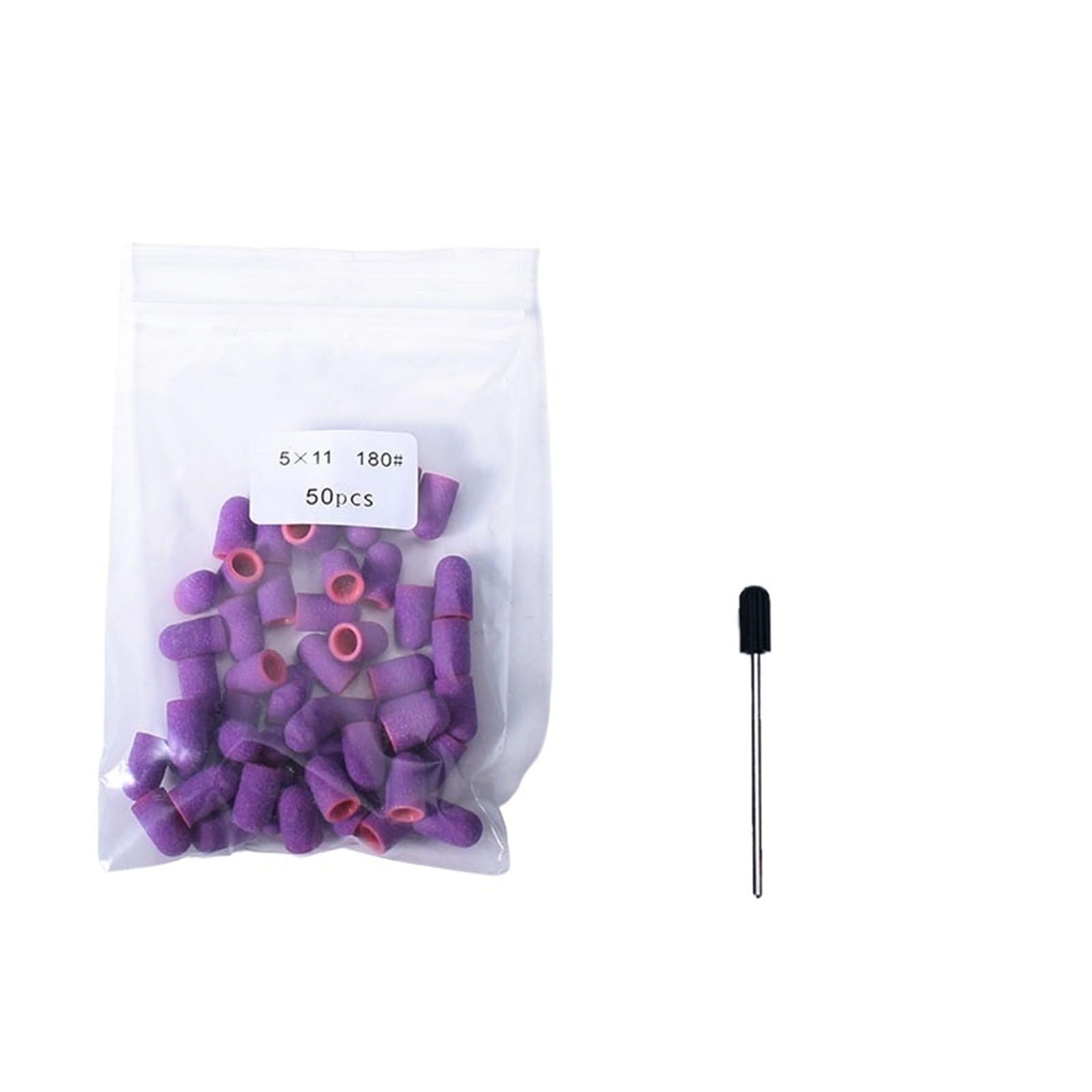 Fresas Torno Para UñAs 50 Uds. Purper taladro de uñas tapas lijado pedicura cortador fresado goma giratorio quitar manicura eléctrica para Manicura(5x11mm-180)