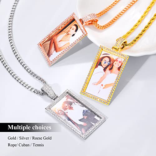Tuhe Custom Picture Necklace Personalized Photo Necklace Customized Picture Chains For Men Women Square Picture Pendants Memorial Dog Tag #TOP4