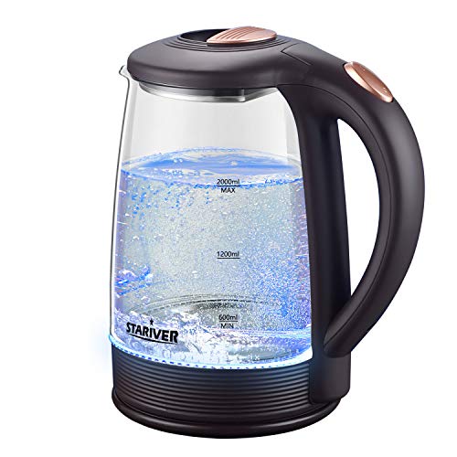 Stariver Electric Kettle Glass, Hot Water Kettle 2L, Electric Tea Kettle with LED