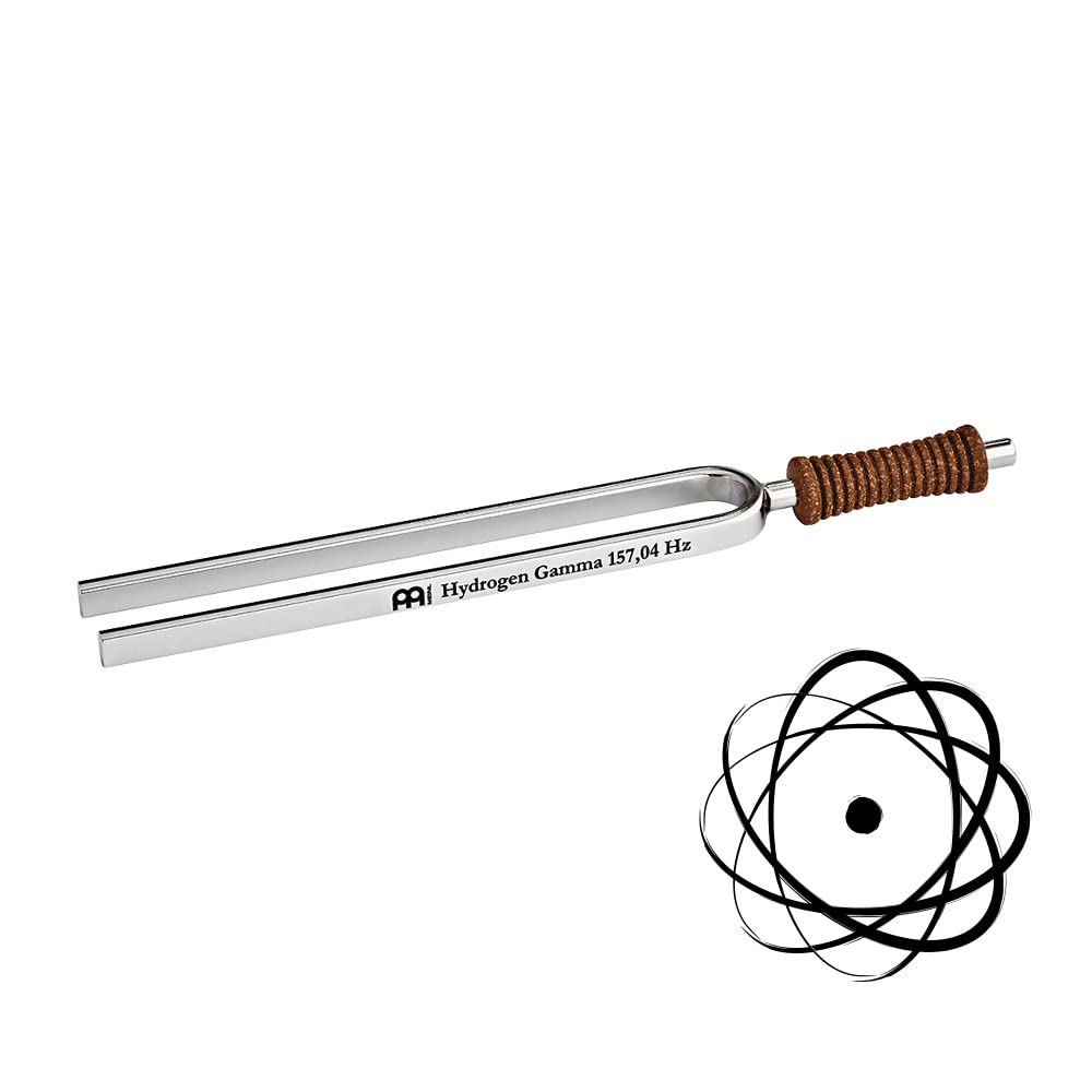 Sonic Energy Planeten Stimmgabel, Wasserstoffgamma (TF-E-HY) | 157,04 Hz, Ton Dis3, 19,4 cm lang, 81 g, in Deutschland gefertigt, inkl. Hülle, vernickelter Stahl, Korkgriff