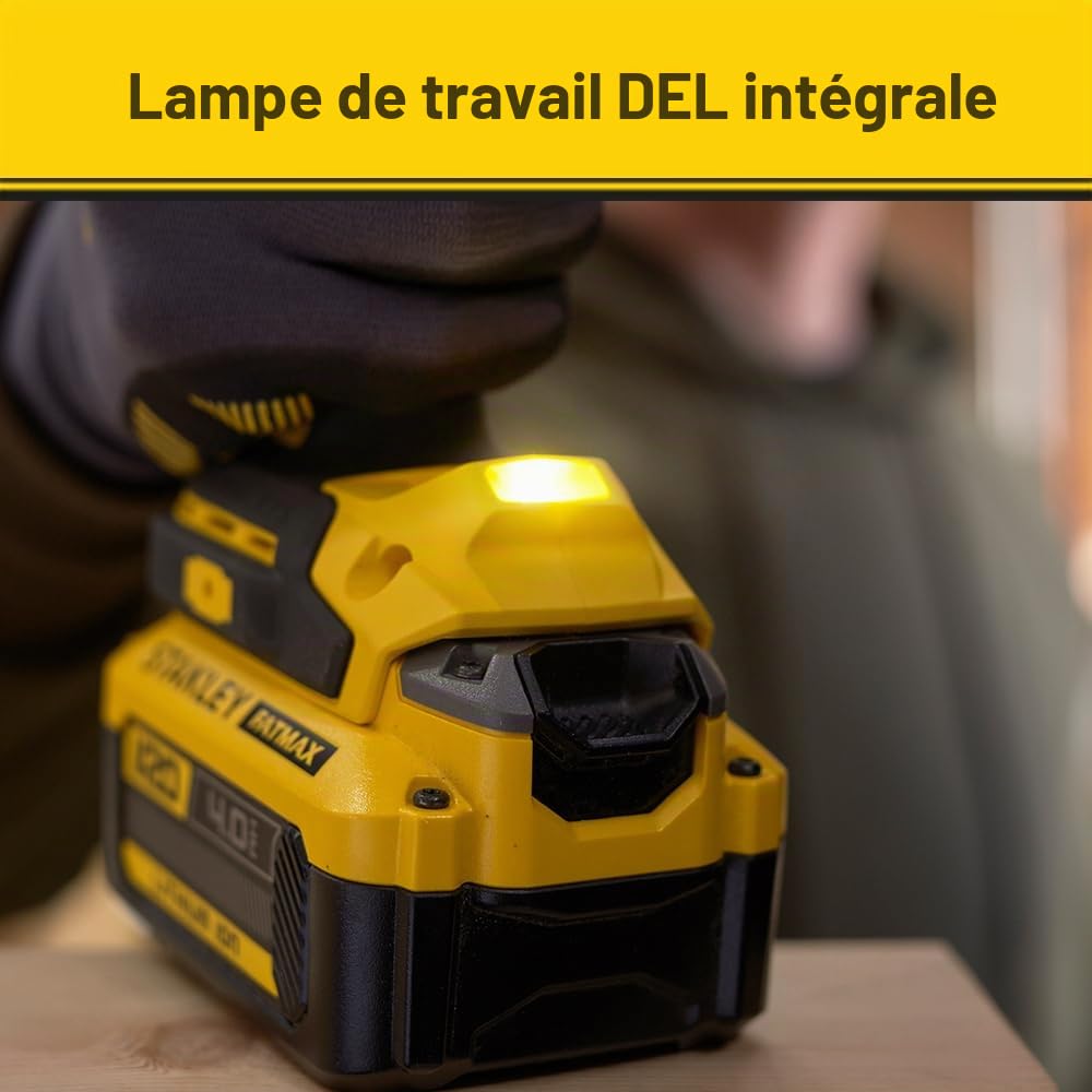Stanley Clé de Impacto BRUSHLESS V20 Li-ION 18V 1/2" 949Nm, velocidad 0-400/1.200/2.000 RPM, impactos 0-2.600 ipm. Sin cargador/batería pour Pros et bricoleurs, idéal pour Bricolage fiable