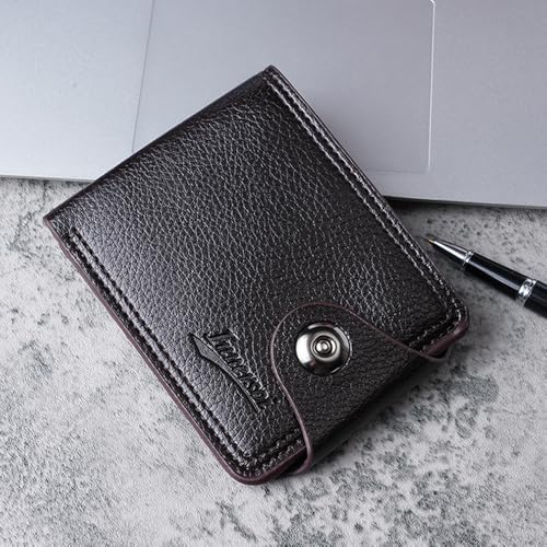 Short Casual Men's Wallet Multi Card,Ticket Holder Coin Purse - Dark Brown