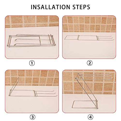 TKDMR Foldable 304 Stainless Steel Kitchen Rag Rack Drying Rack Dishcloth Hanger Desktop Waterlogging Rag Holder Silver (S) - Thumbnail 6