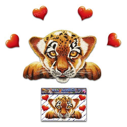 Bebé Tigre Pequeño divertido ANIMAL Love Heart calcomanía de etiqueta para carros de camiones Camiones Caravanas - ST00014_1 - JAS Stickers