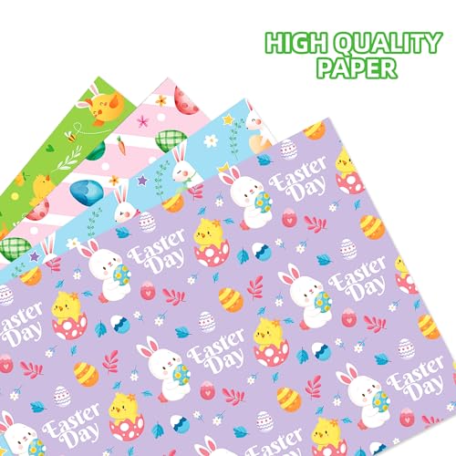 12 Blätt Geschenkpapier Ostern Geschenkpapier Geburtstag,4 Stile Ostergeschenkpapier Blatt für Kinder Urlaub Geburtstag Gift Wrapping Paper,50 x 68 cm