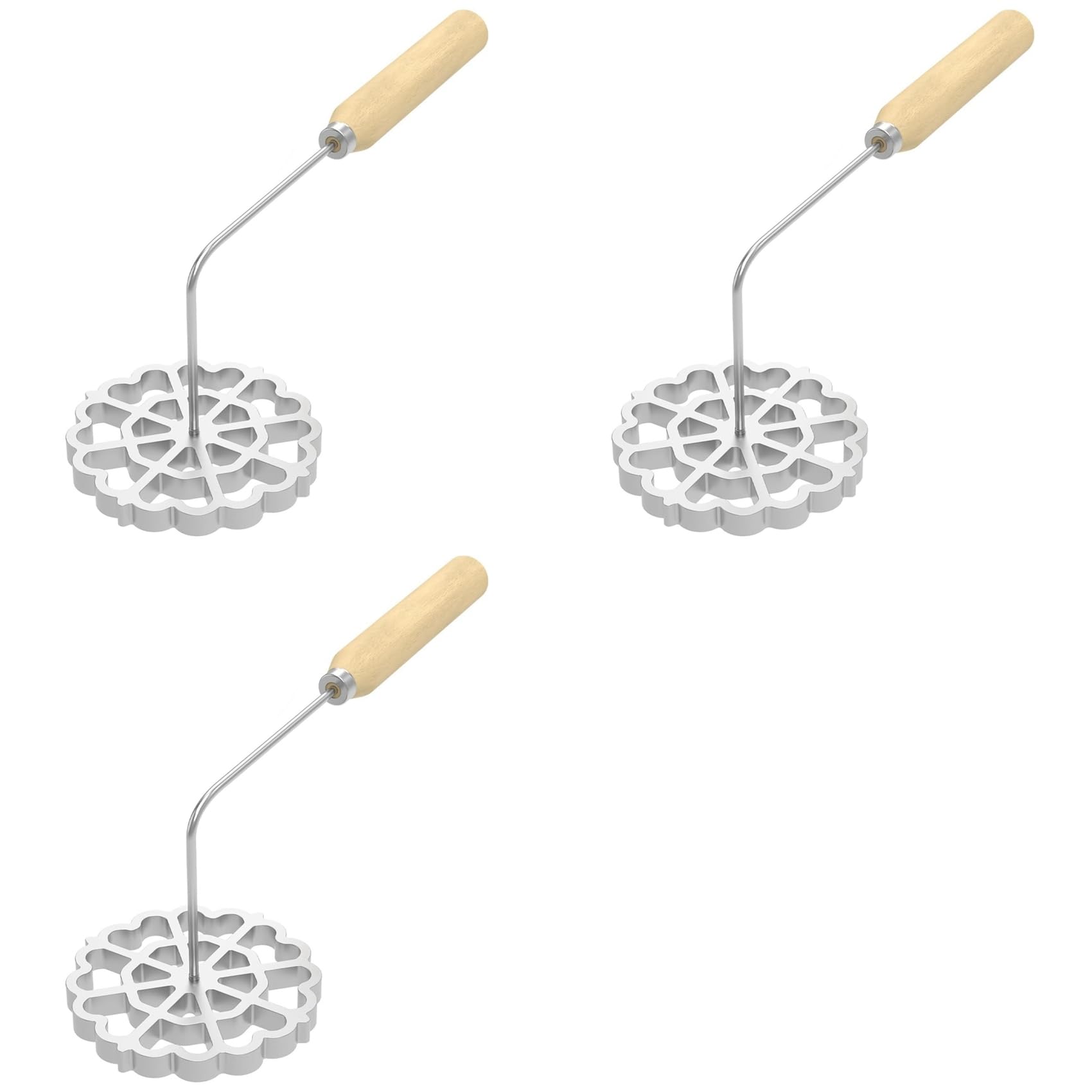 Hndhbfgrt 3X Bunuelos Mold with Wooden Handle, Aluminum Bunuelos Cookie Mold, Detachable Rosette Maker Rosette Timbale Iron Set