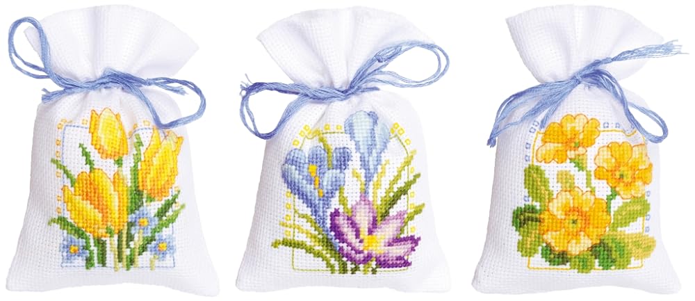 Vervaco PP Bag Spring Flowers Counted Cross Stitch Kit, Multi-Colour