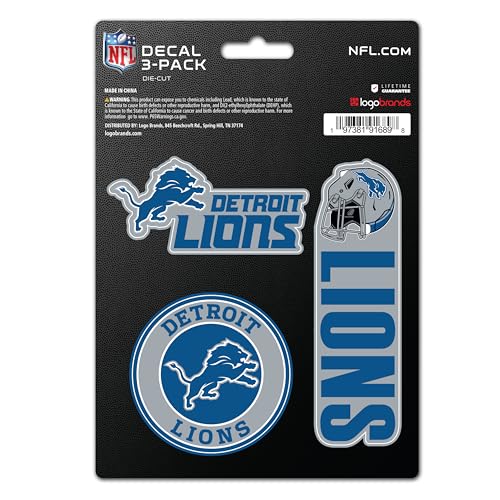 Logo Brands Detroit Lions Vinyl Decal 3-Pack