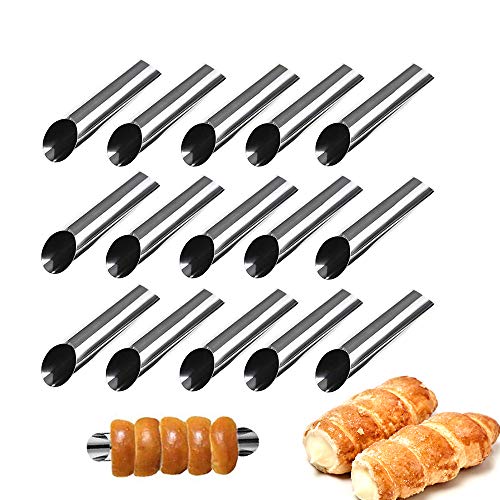 LaceDaisy 15pcs Moules à Pâtisserie en Acier Inoxydable Moules Tube Conique Moules Crème pâtissière en Spirale Croissants Corne gâteau Moule Pain pour Cannoli, Croissant, Feuilletés, Crème Glacé#3 Cover