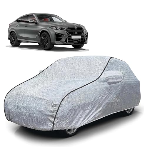 Image of Sulfar 100% Waterproof Car Body Cover Compatible with Mirror for BMW X6 (Triple Stitched, Full Bottom Elastic, Magic Silver with Black Piping)