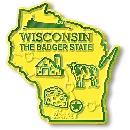 Imán decorativo Wisconsin de goma 1.9" x 2" miniatura 1