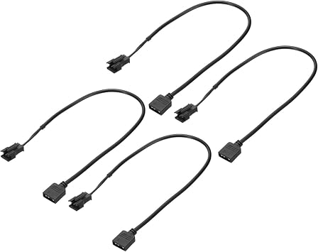 PATIKIL 5V 3 Pin to SM3P Male Splitter Cable, 4 Pcs PWM Fans RGB Power Cord ARGB Extension Connector Plug for Computer Chassis Motherboard, Black